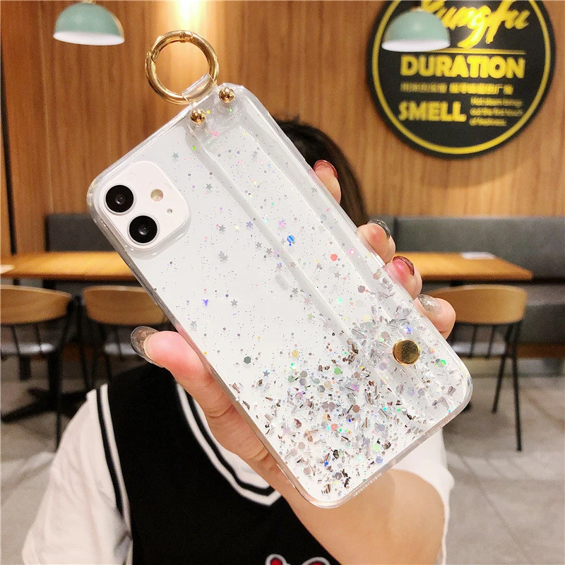 Mobile Phone Case Protective Cover Transparent Glitter Epoxy Gold Foil