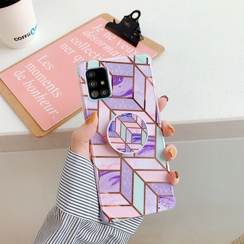 Spliced Marbled Phone Case Glossy Hot Stamping Texture