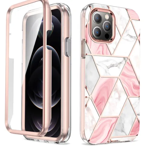 Electroplating Grid Marble IMD Process Suitable For The New 12 Two-in-one Three-proof Mobile Phone Case