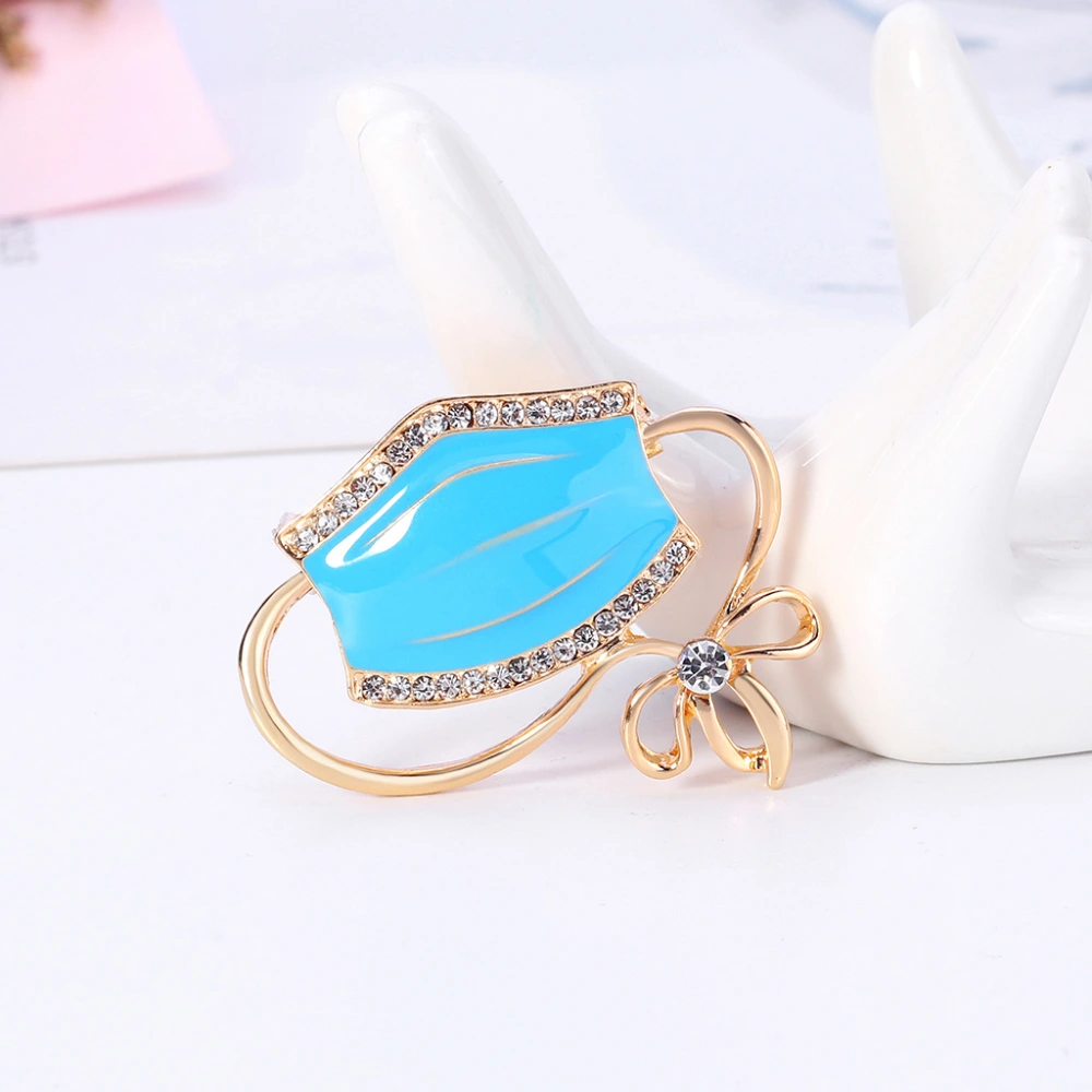 Alloy Diamond-studded Oil Dripping Blue Brooch