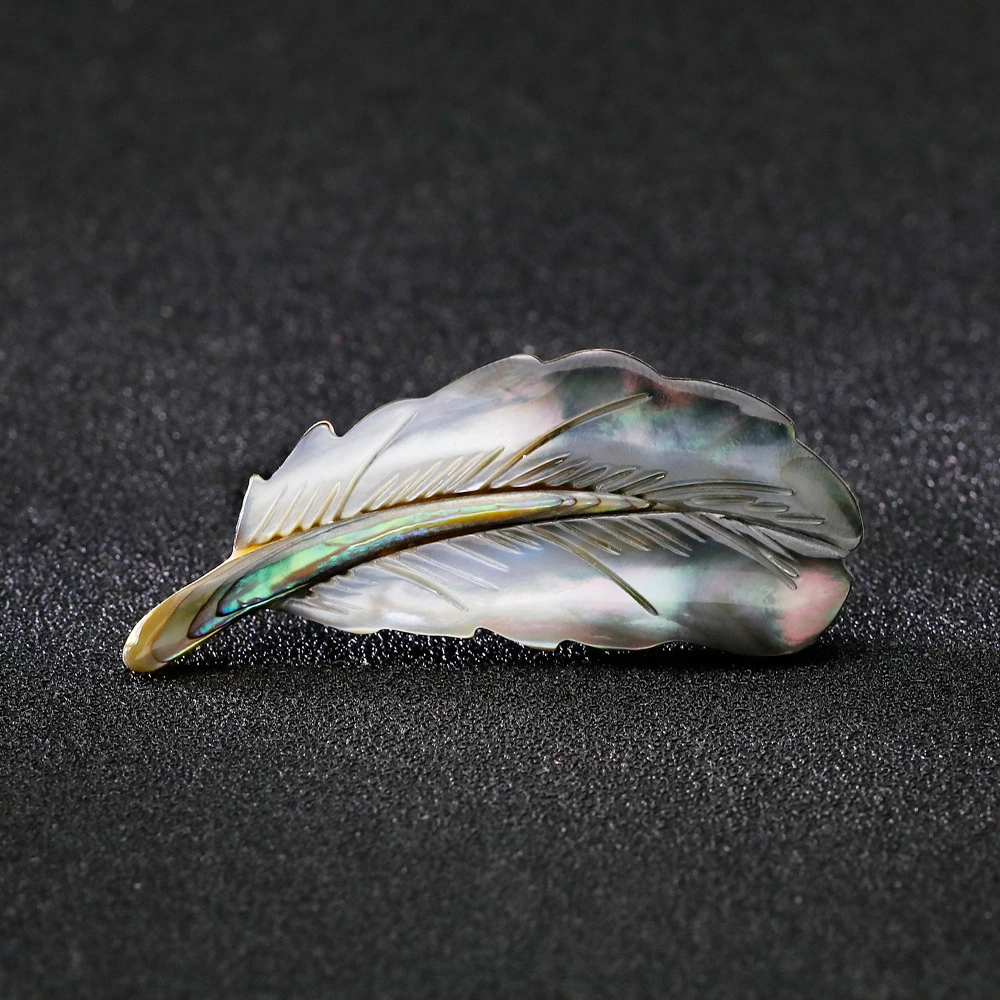 Fashion Abalone Shell Feather Brooch