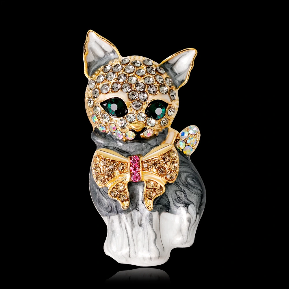 Fashionable Personality Cute Green-eyed Kitten Brooch