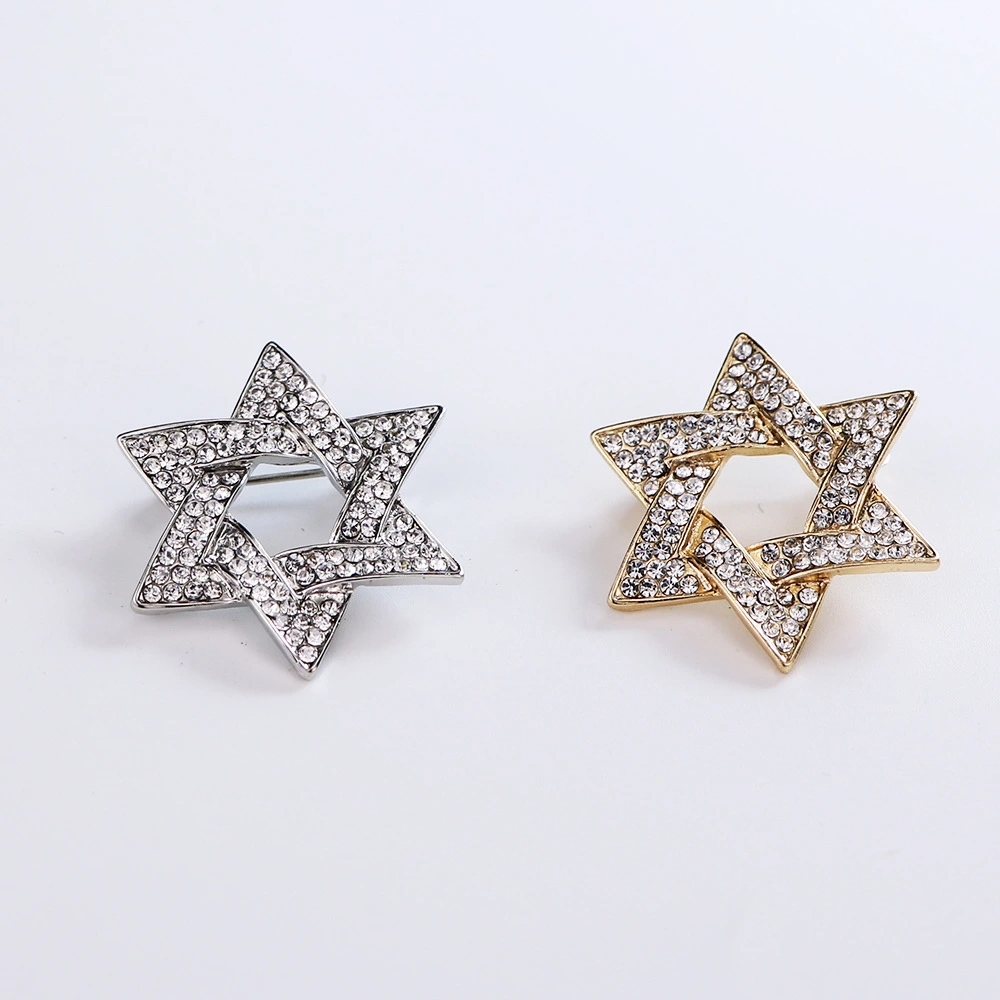 European And American Jewelry Custom-Made Six-Pointed Star Brooch Pins For Men