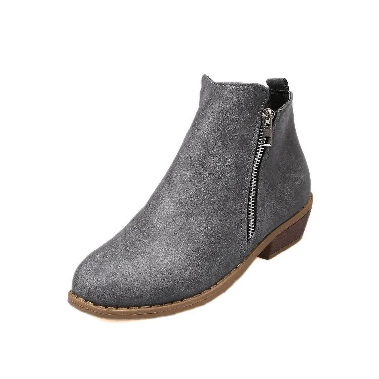 European And American Retro Polished Side Zipper Ankle Boots
