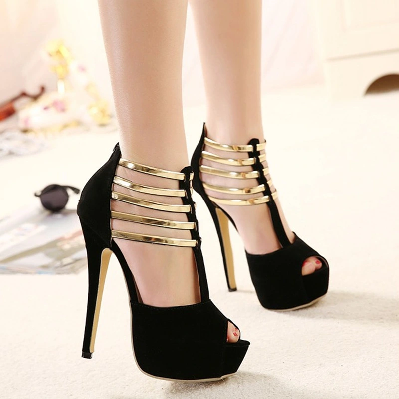 European And American Sandals Waterproof Platform Stiletto Fish Mouth Shoes
