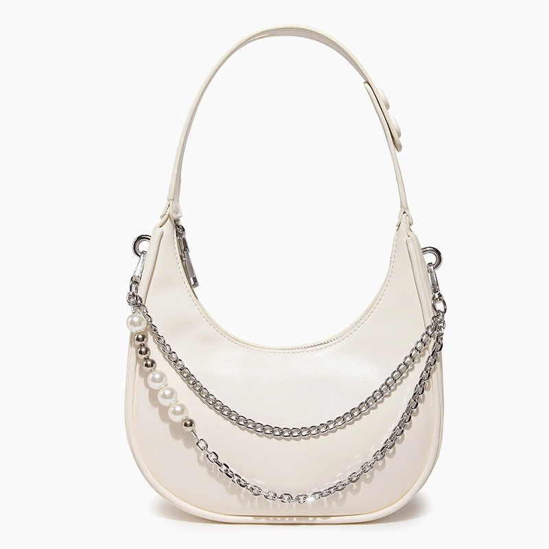 Underarm Handbag Pearl Chain One Shoulder Crossbody Saddle Bag