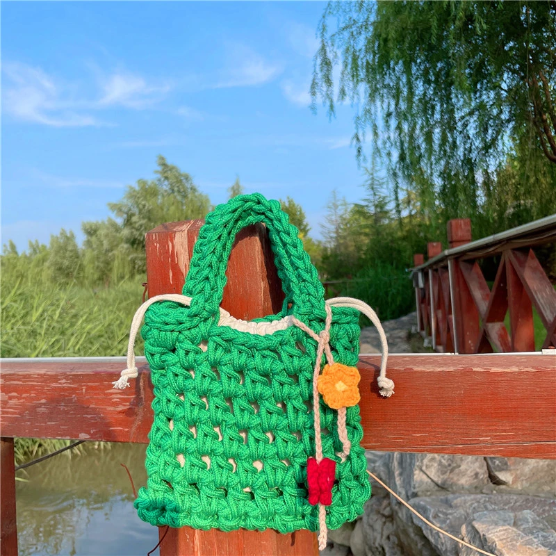 Thick Thread Cotton Rope Crocheted Hollow Handbag Women