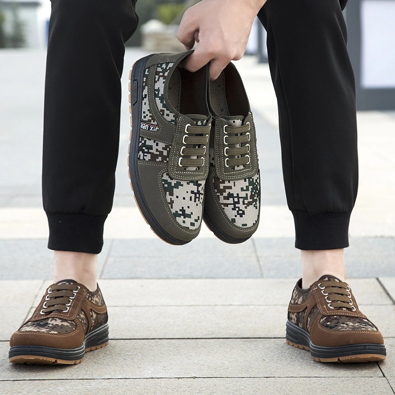Men's Labor Insurance Tendon Bottom Camouflage Canvas Shoes