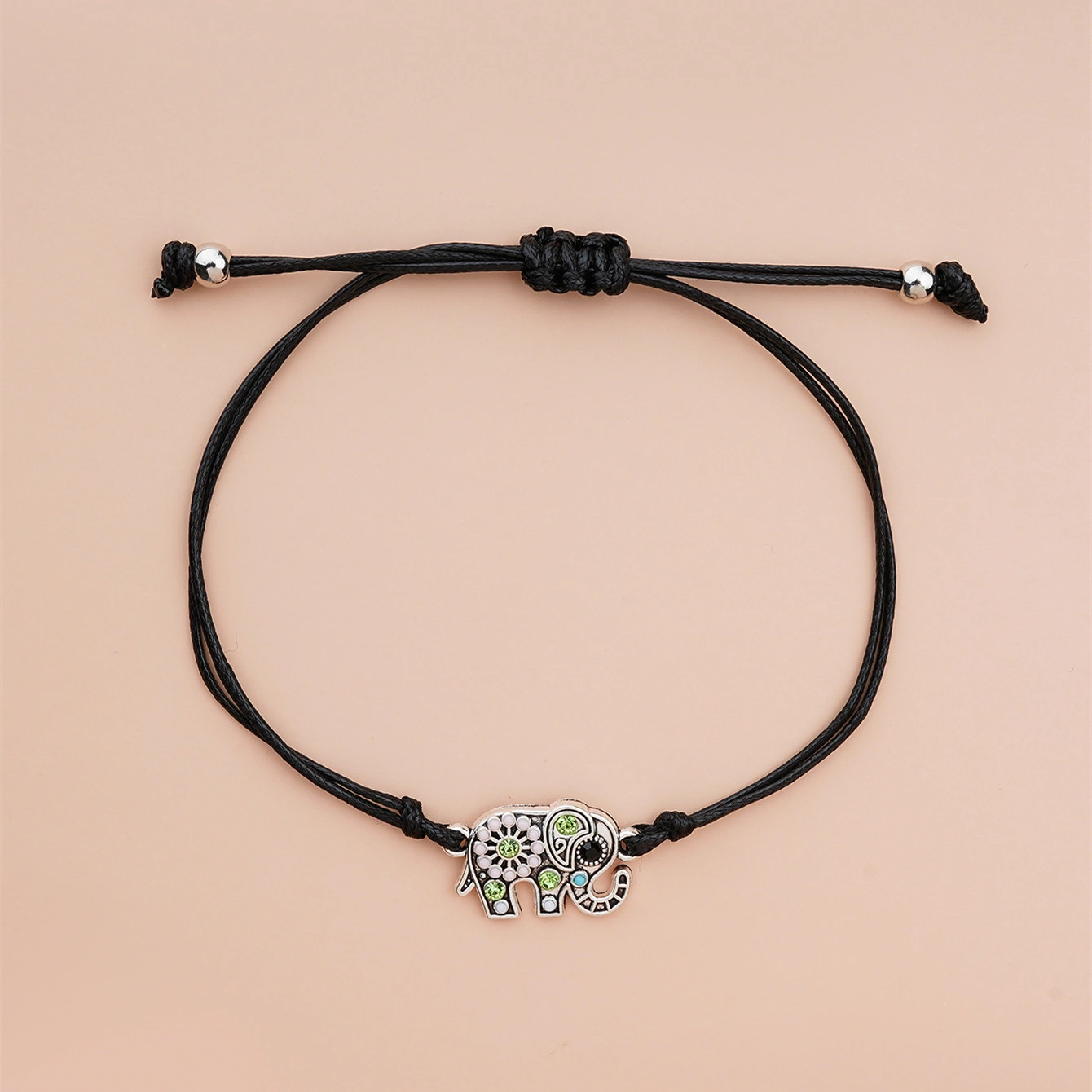 Fashion Dot Diamond Hollow Elephant Card Bracelet