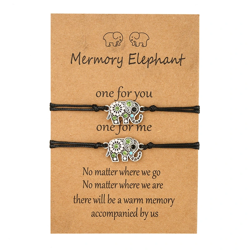 Fashion Dot Diamond Hollow Elephant Card Bracelet