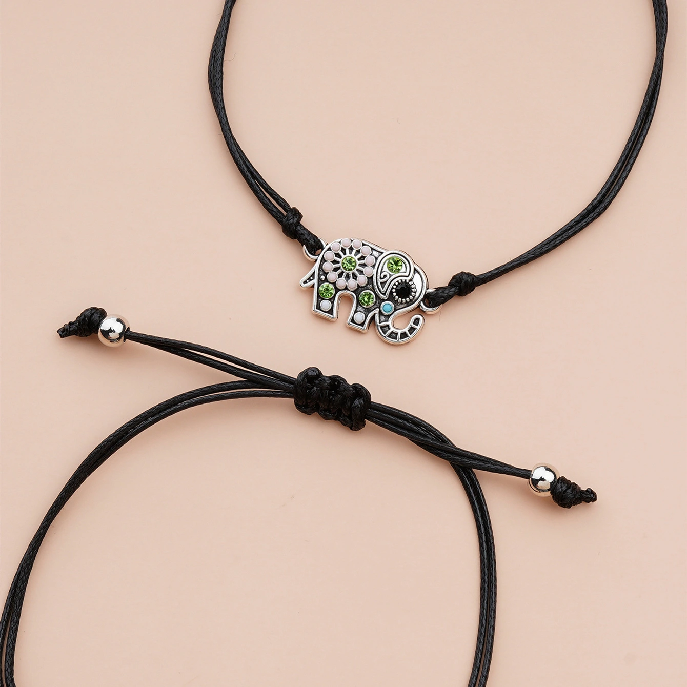 Fashion Dot Diamond Hollow Elephant Card Bracelet
