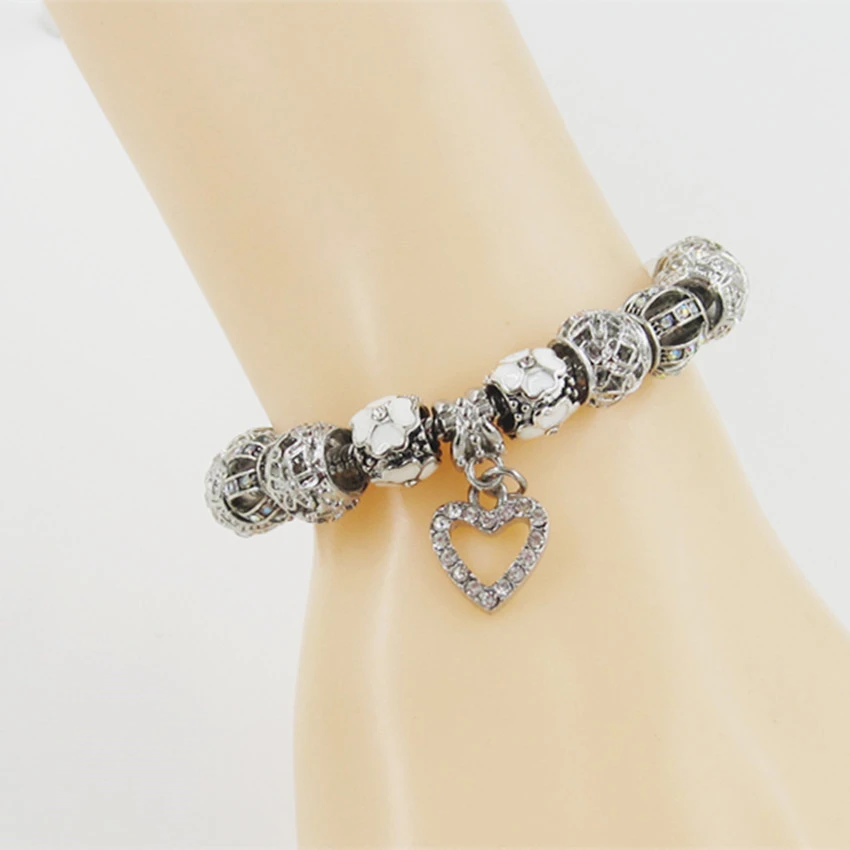 Alloy Peach Heart Diamond Bracelet