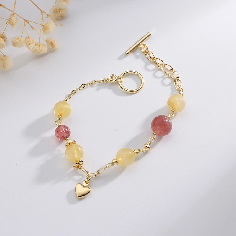 Bado Natural Strawberry Crystal Bracelet Female Korean Niche T-buckle