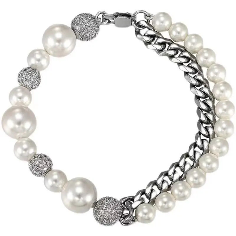 Titanium Steel Ball Pearl Stitching Bracelet