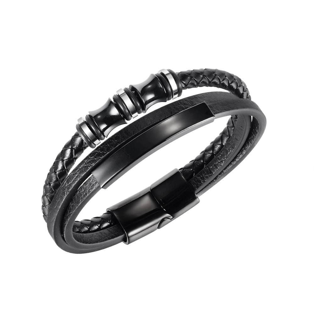 Men's Leather Bracelet Personality Magnetic Stainless Steel Bracelet