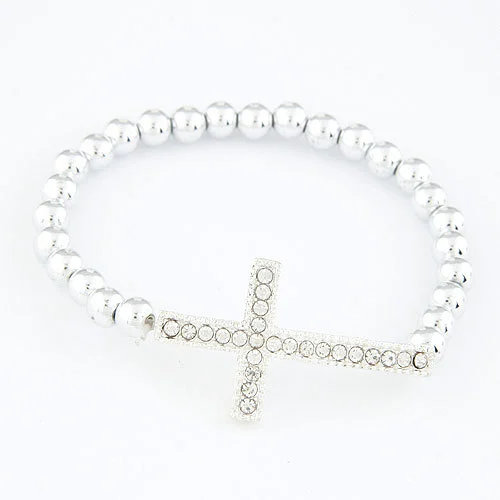 Wish Full Diamond Cross Bracelet Elasticity