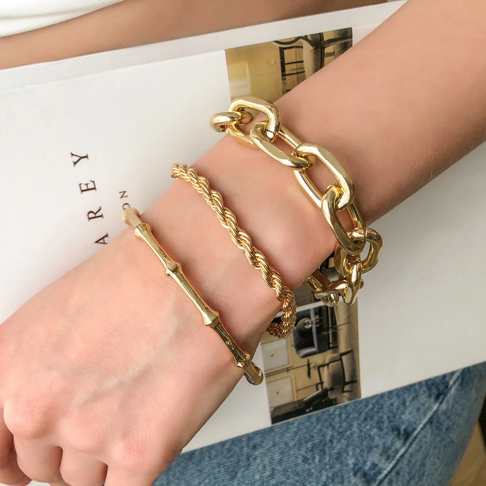 Exaggerated Personality Mix And Match Twist Chain Bracelet Women