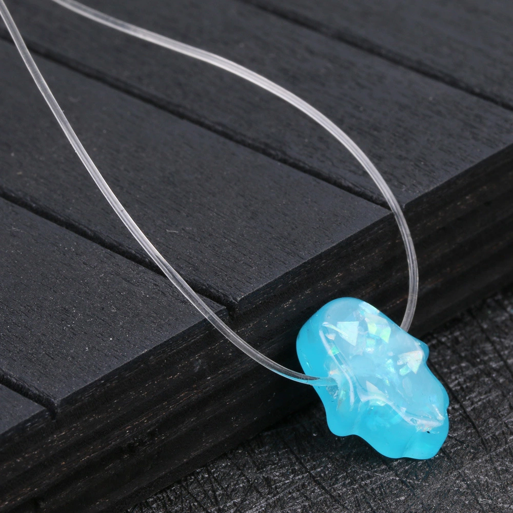 Famardi Lucky Hand Pendant Acrylic Opal Fishing Line Palm Necklace