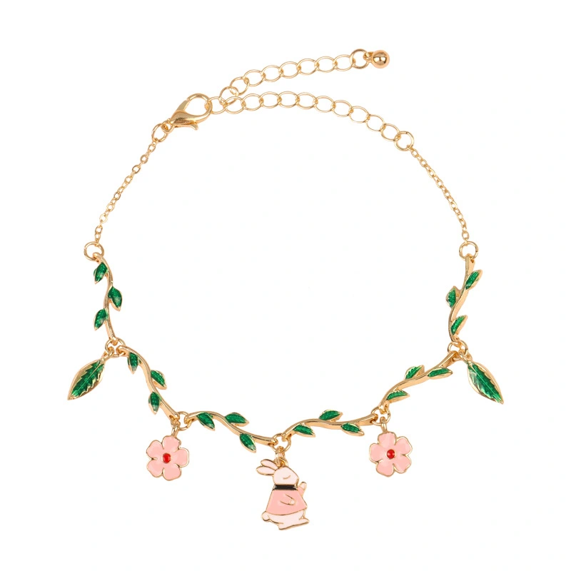 Girly Heart Sakura Green Leaf Rabbit Bracelet