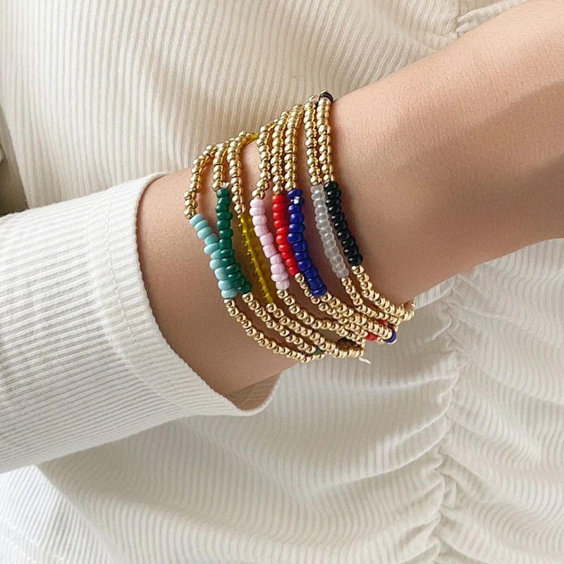 Rice Bead Chain Elastic Rope Bracelet Eight-piece Set