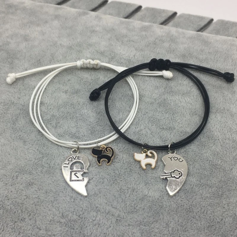 2 Sets Of Personalized Kitten Couple Bracelets