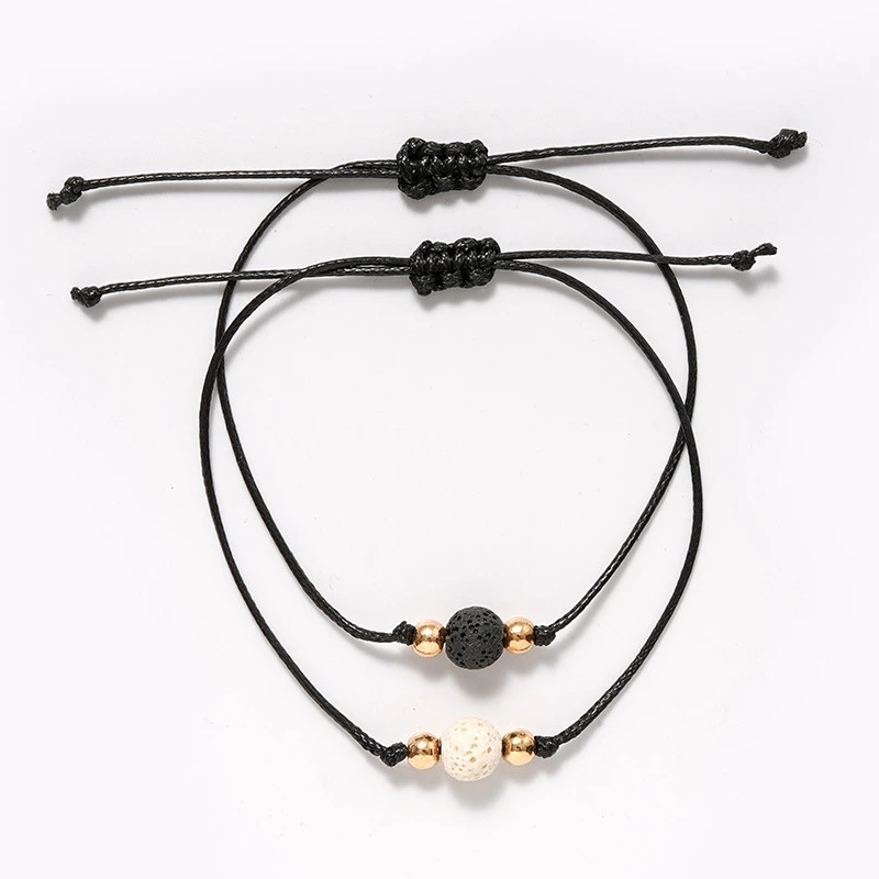 Braided Bracelet Essential Oil Type Round Bead Volcanic Stone