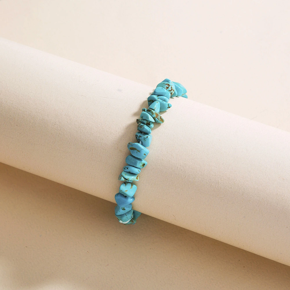 Sky Blue Turquoise Natural Rough Stone Elastic Bracelet Jewelry Accessories