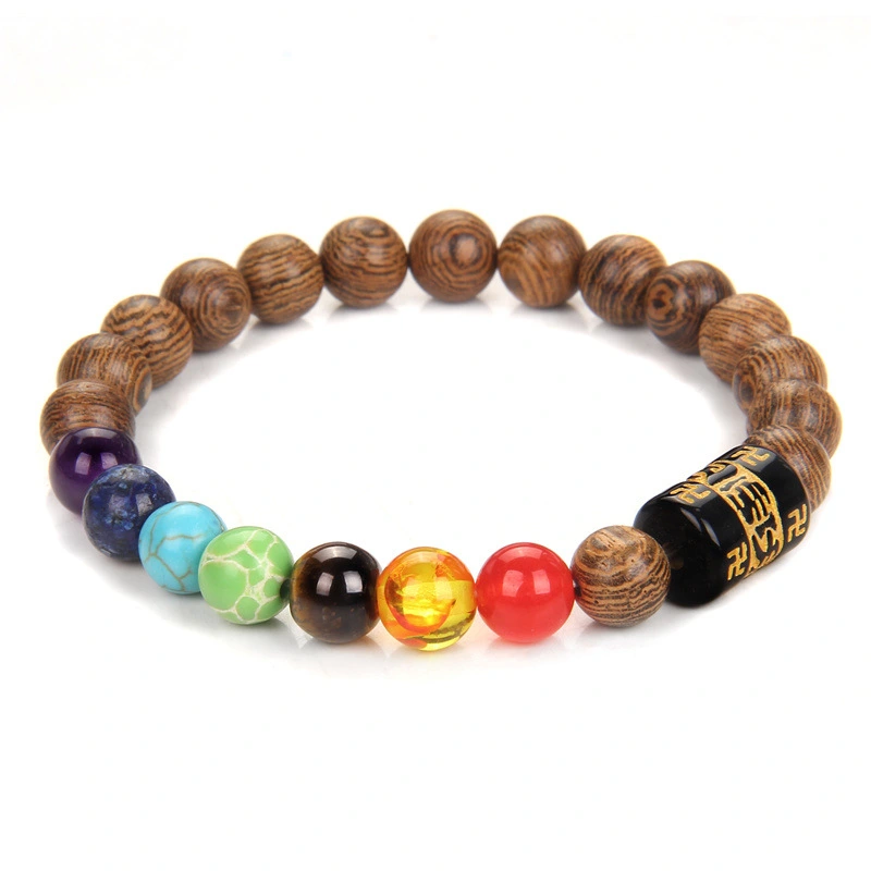 Seven Chakra Yoga Energy Six-Word Proverbs Beaded Bracelet
