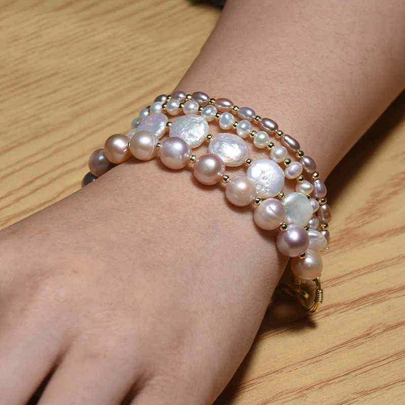 Natural Baroque Freshwater Pearl Multilayer Bracelet