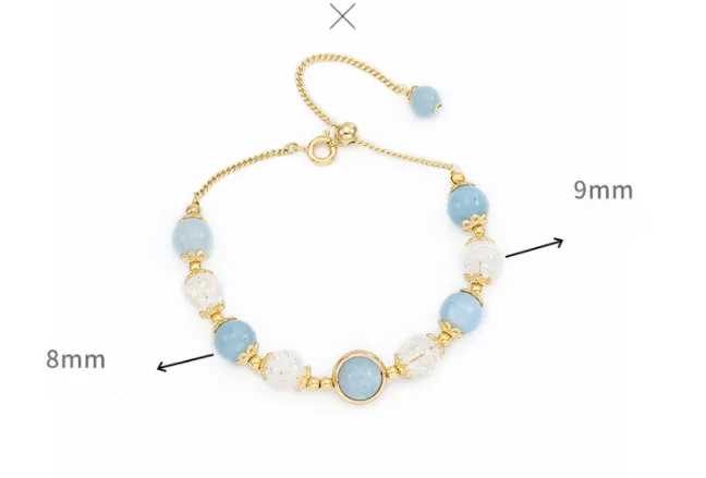 New Transit White Crystal Flower Sliding Bracelet Original Aquamarine Bracelet