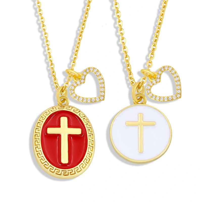 Original Cross Love Double Pendant Ins Men And Women Simple Couple Pendant Necklace