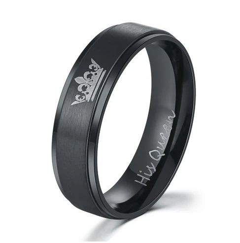 New Her King His Queen Ring Couple Titanium Steel Ring