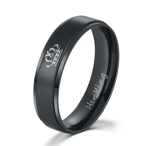 New Her King His Queen Ring Couple Titanium Steel Ring