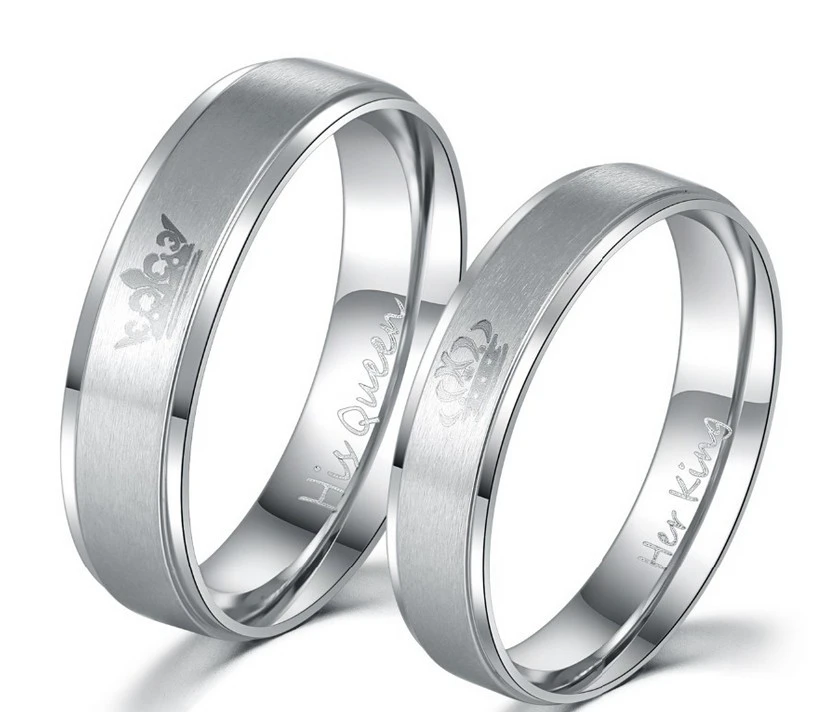 New Her King His Queen Ring Couple Titanium Steel Ring