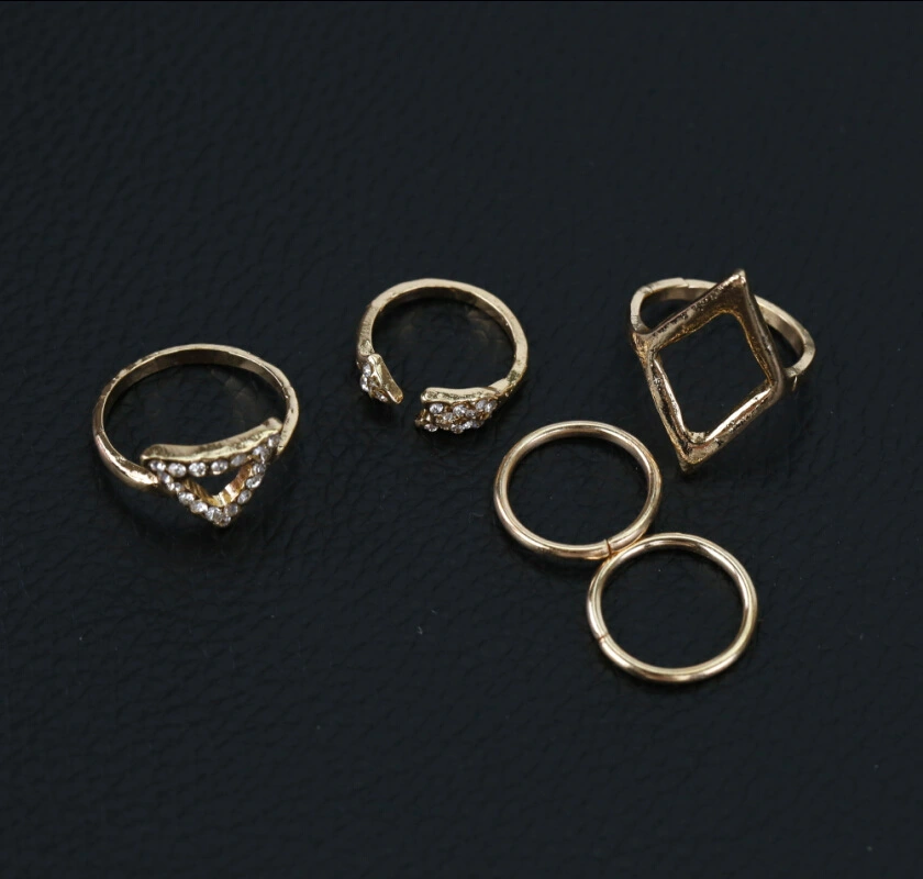 Diamond Arrow Rhombus Triangle Joint 5-Piece Ring