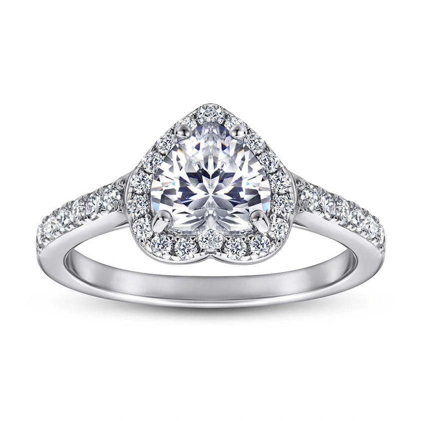 Simulation Diamond Ring Female S925 Sterling Silver Inlaid Zircon Heart-shaped Ring