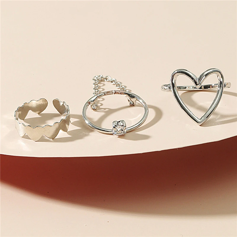 Simple Opening Love Chain Ring Set