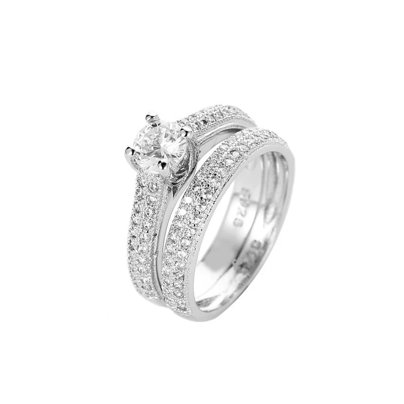 Exquisite Two-piece Zircon Ring Classic Wedding Ring