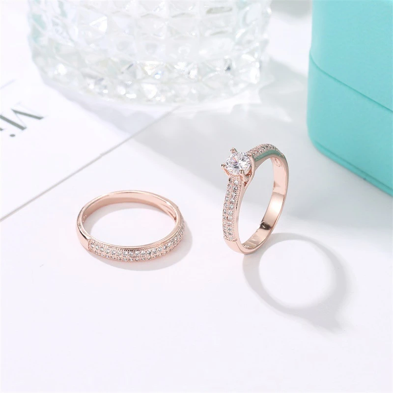 Exquisite Two-piece Zircon Ring Classic Wedding Ring