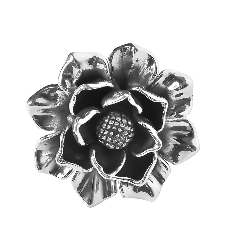 Sterling Silver 925 Exaggerated Large Flower Ring Peony Ring