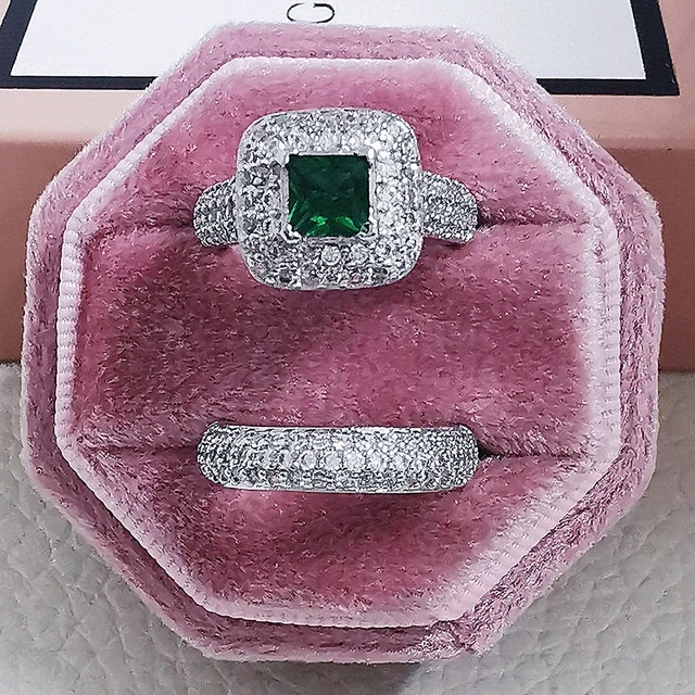 Fashionable And Luxurious 925 Sterling Silver Wedding Ring Set