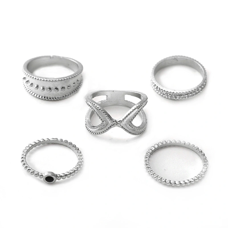 Fashion Moon Star Ring 5 Piece Set Combination