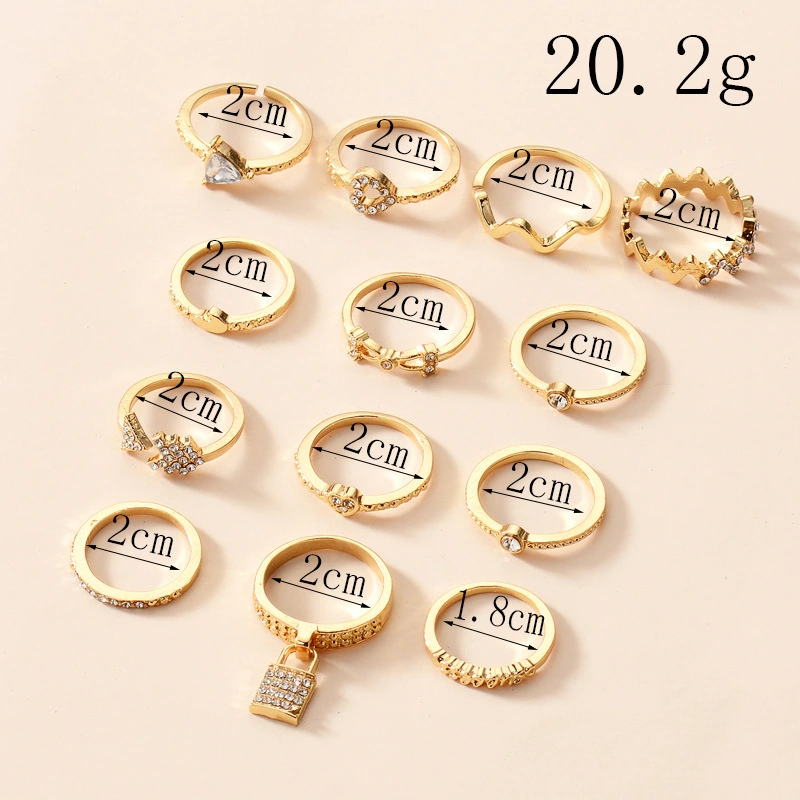 Fashion Gold-plated Love Crystal Ring Set, Ladies Street Shooting
