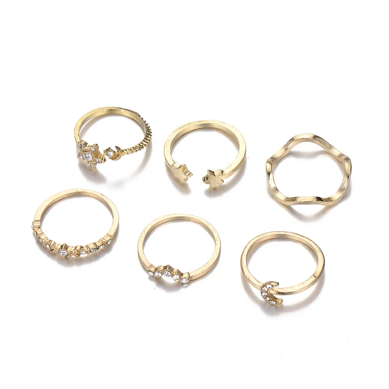 Fashion Moon Star Ring 6-piece Combination, Ladies Street Shooting