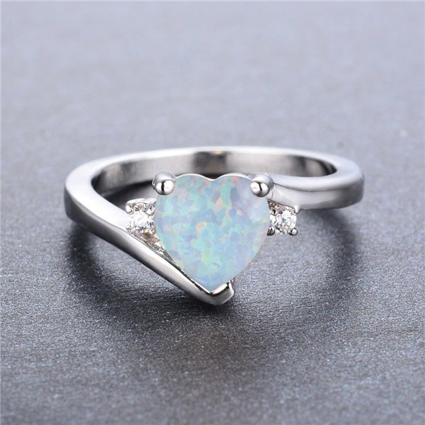 Heart-shaped Opal Ring Jewelry European And American Birthday Gift Simple Female Bracelet