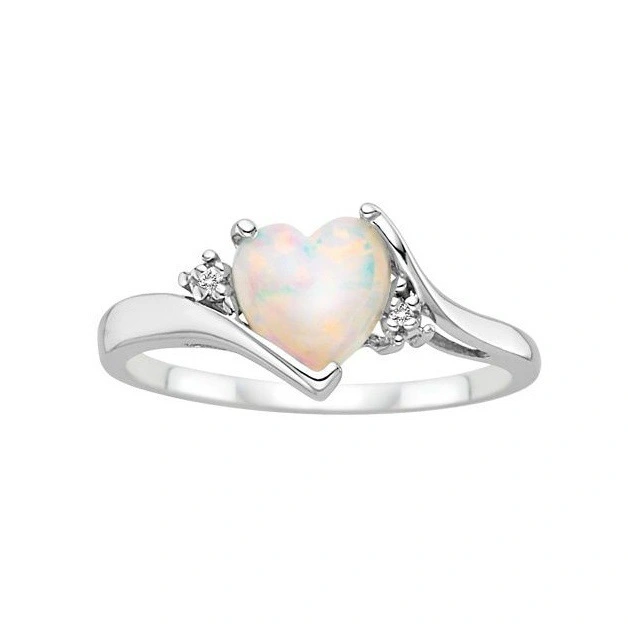 Heart-shaped Opal Ring Jewelry European And American Birthday Gift Simple Female Bracelet