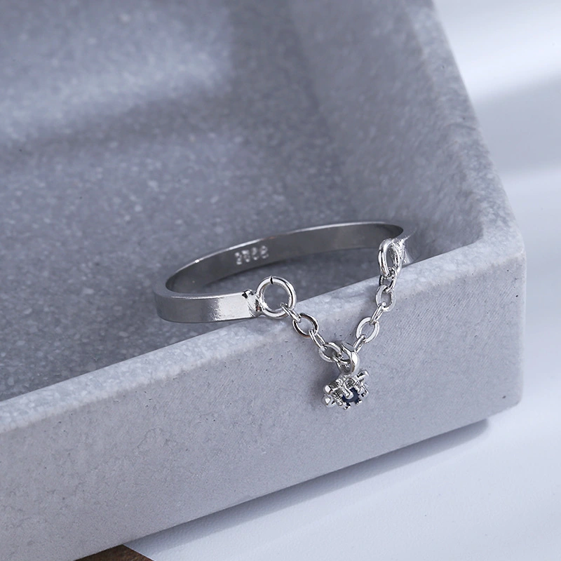 Korean Version Of High Sense Tassel Blue Star Ring