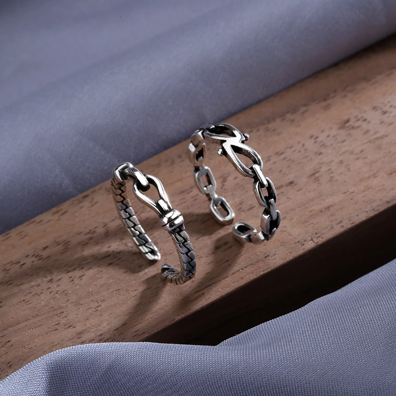 Diablo Cool Handsome Thai Silver Black Geometric Square Ring