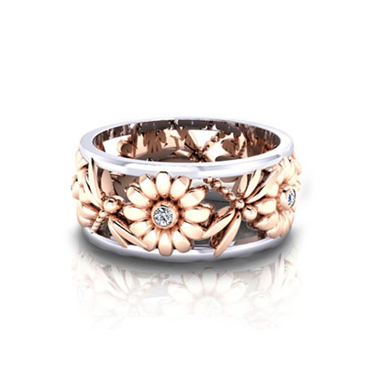 Creative Sunflower Chrysanthemum Ring Rose Gold Color Separation