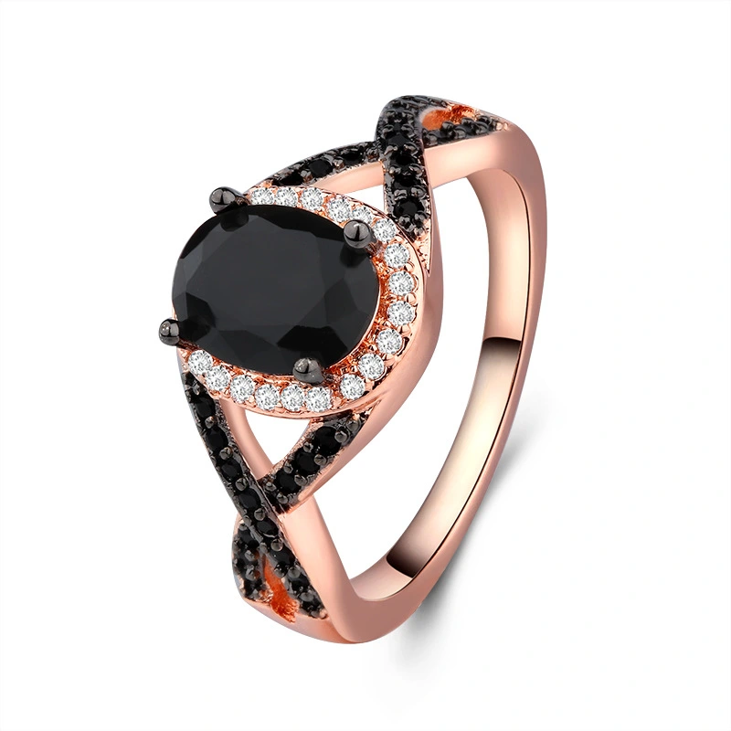 Zirconium Diamond Gold Plated Black Diamond Ring